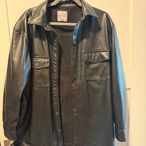 Joe's Jeans Black Vegan Leather Shirt Jacket
